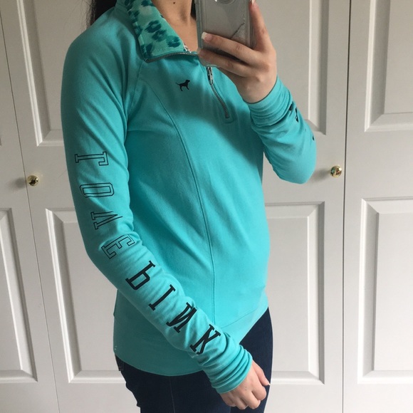 Pink Victoria's Secret -Teal/Turquoise Quarter Zip - Picture 2 of 8